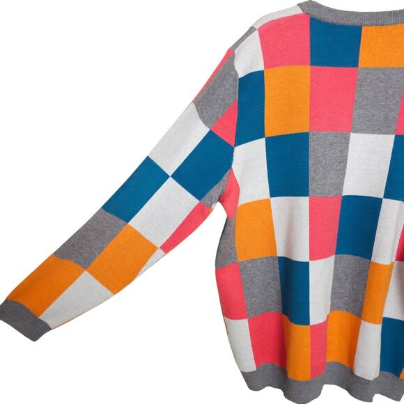 Cashmere Sound Antonio Scala Color Block Checkered Pullover Sweater Large - Picture 3 of 7